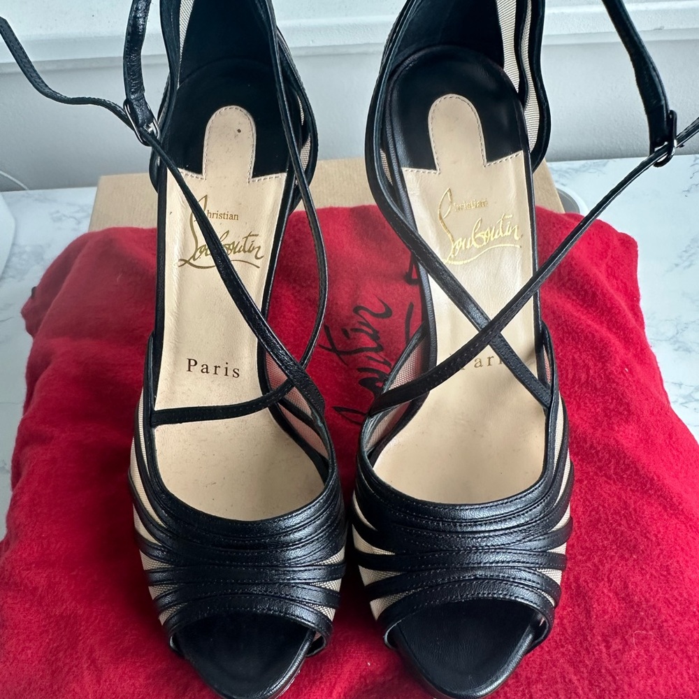 Christian Louboutin Filamenta 120 Black Strappy Heels